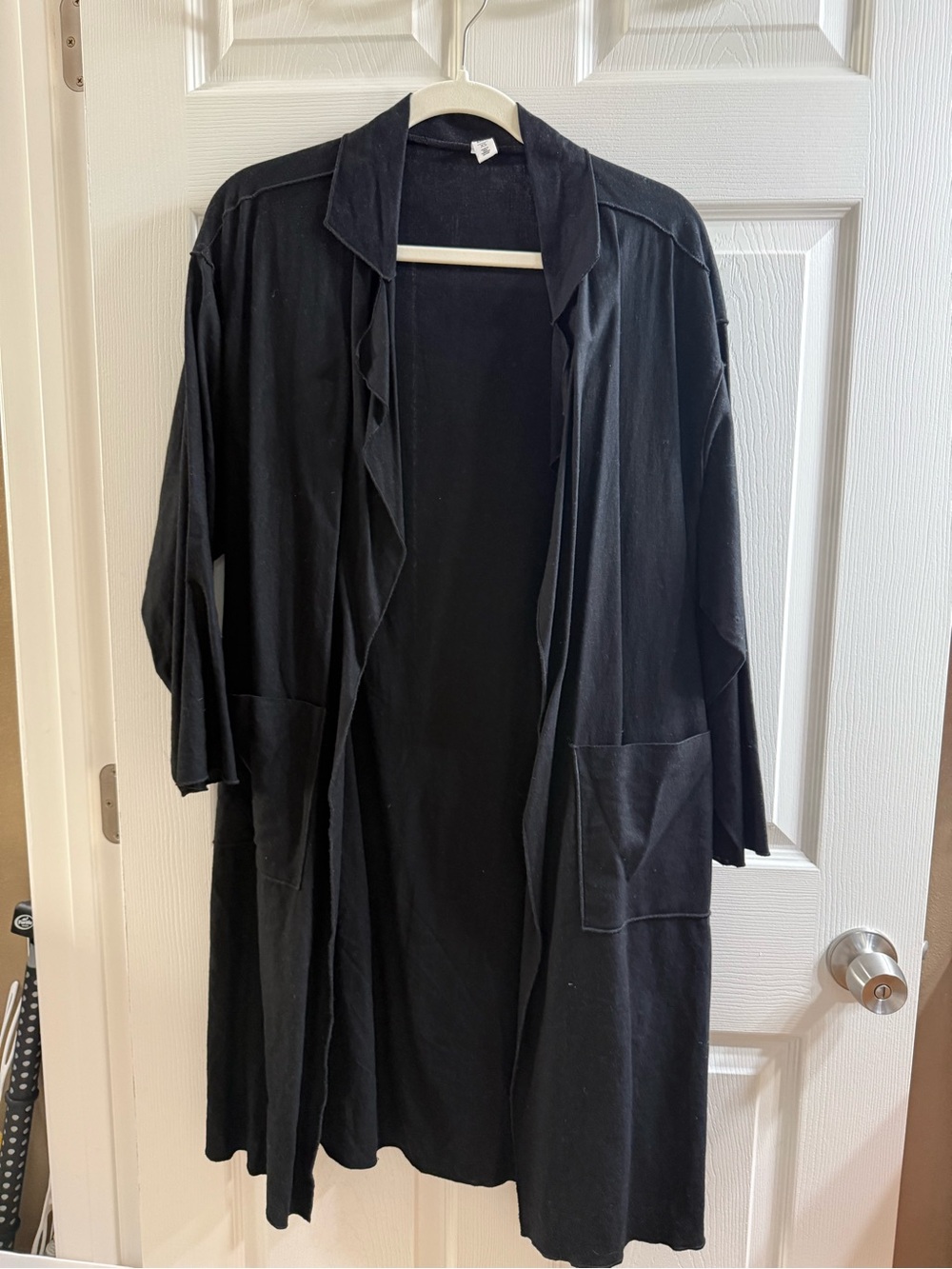bp Black Open-Front Long Trench Coat